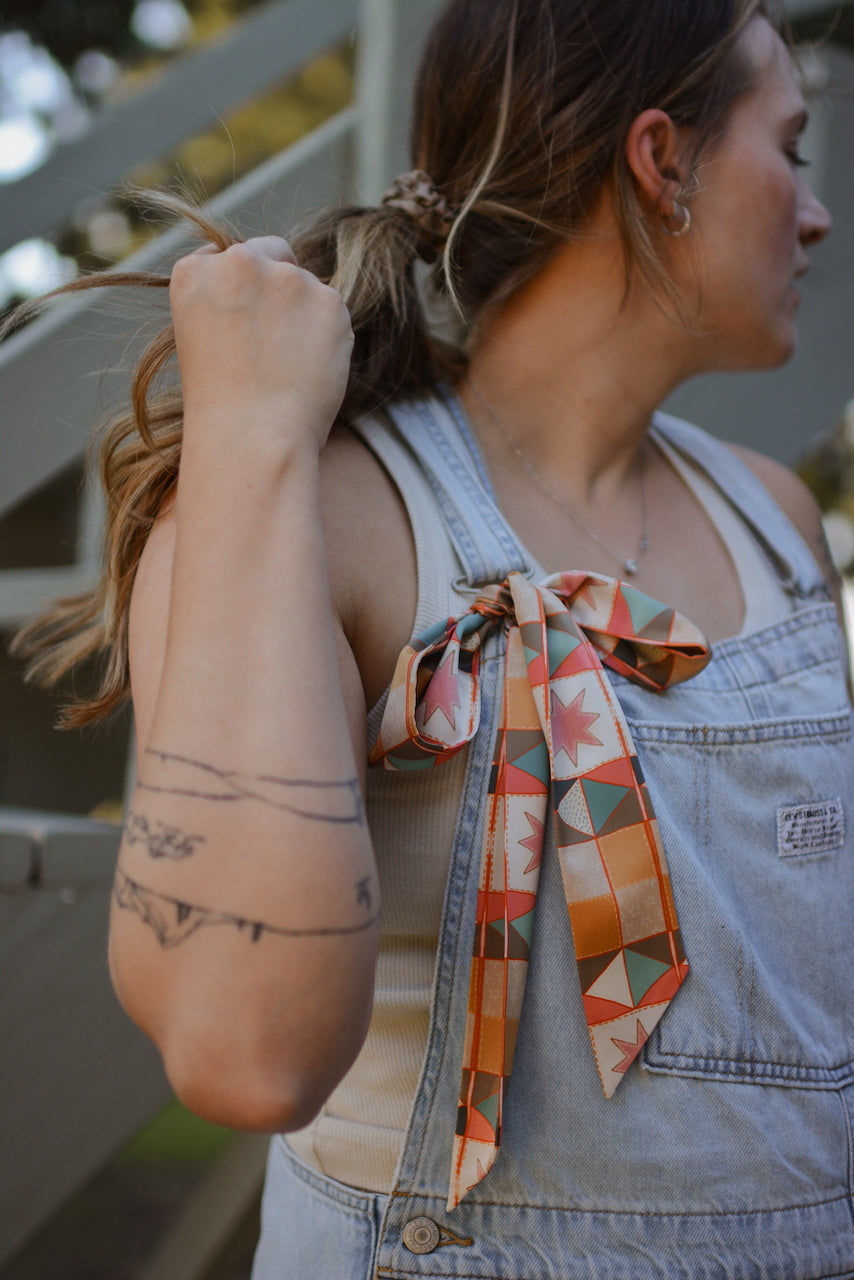 Vintage Patchwork Western Silk Twilly